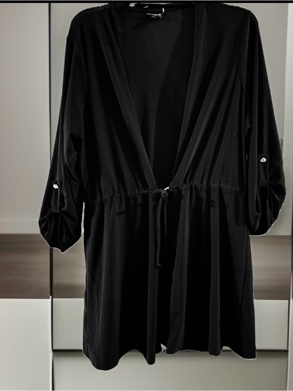 Enfocus Studio Black Draped Tie-Front Lightweight